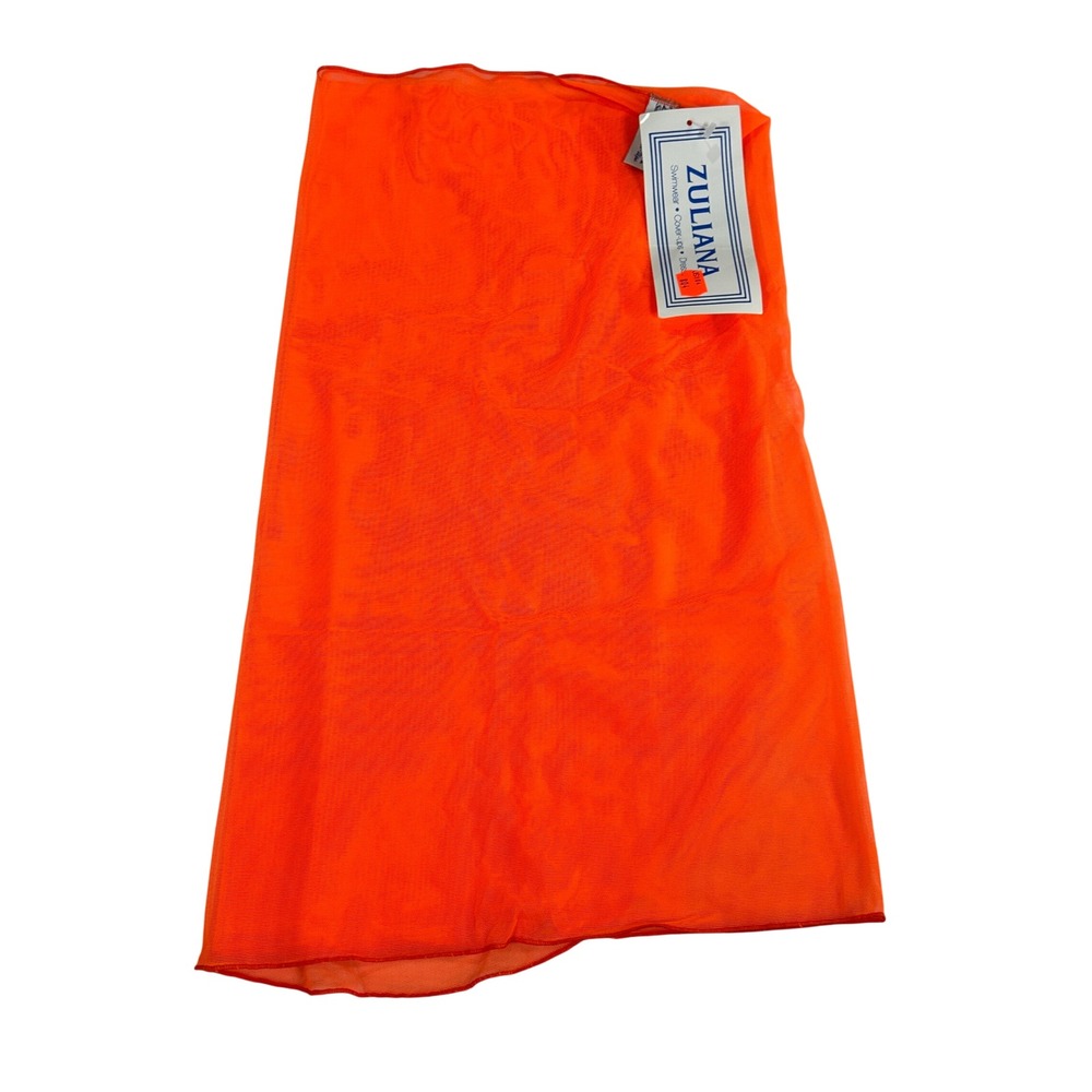 Zuliana VTG Y2K Neon Orange Mesh Swimwear Cover Up Wrap Sarong NWT Made in USA